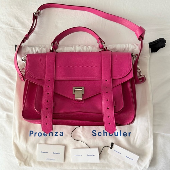 PROENZA SCHOULER PS1 Medium Satchel in Fleur de Lys Pink Lambskin - Picture 3 of 17
